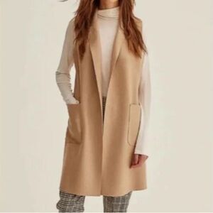 Joie Tan Josie Long Vest Sleeveless Duster Cardigan Jacket Size Small